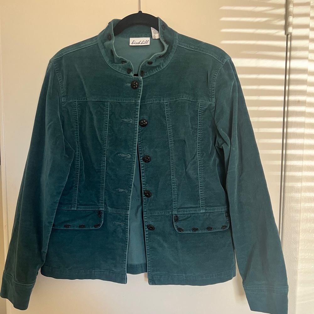 BIRCH HILL VELVET BLUE GREEN BLAZER SIZE M